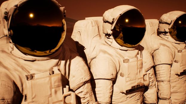 A detachment of astronauts preparing to explore the planet Mars.