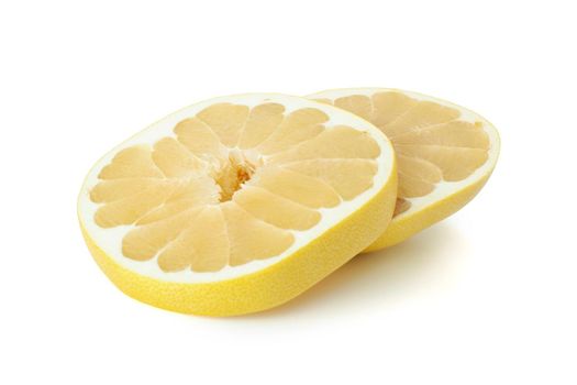 Pamela citrus fruit one cut in half isolated on white background