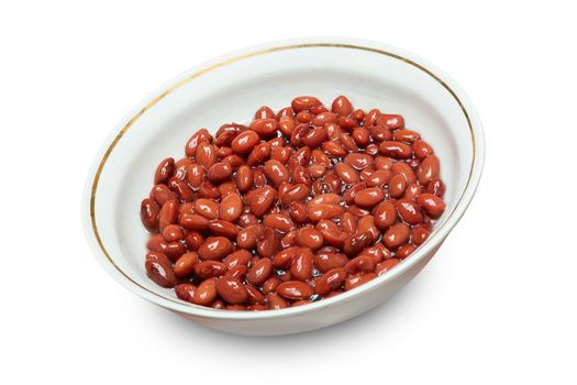 cooked kidney red beans in bowl closeup with clipping path isolated o white background