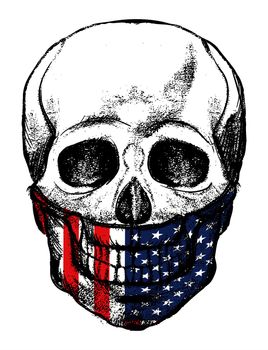 United States Flag Skull illustration on a white bacground. With clipping path.
