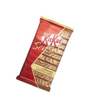 CHISINAU, MOLDOVA - April, 26, 2020: Nestle KitKat chocolate bar, biscuit, break. Isolated on white background