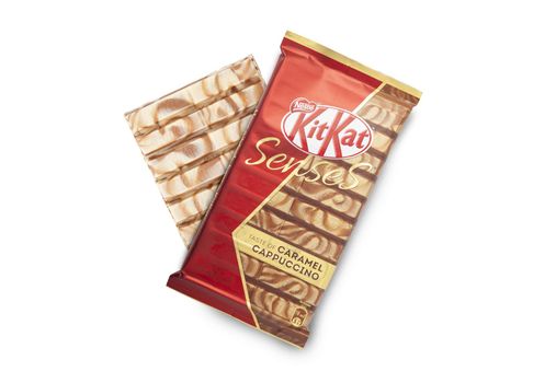 CHISINAU, MOLDOVA - April, 26, 2020: Nestle KitKat chocolate bar, biscuit, break. Isolated on white background