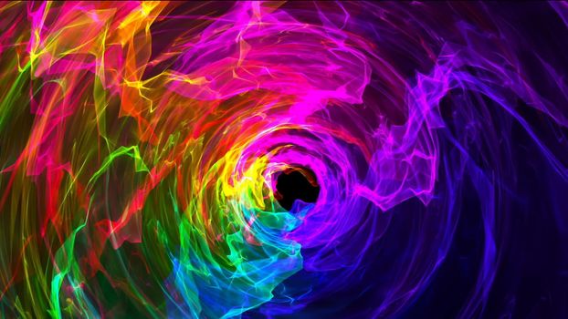 abstract background with multicolored glowing tunnel