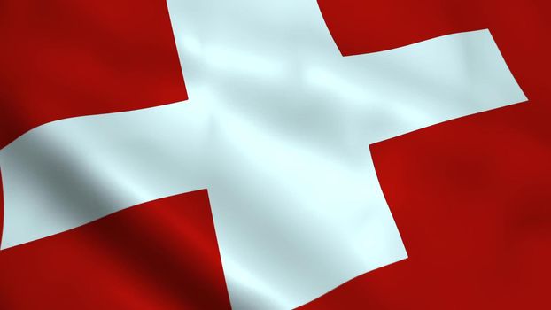 Realistic Switzerland flag waving in the wind.