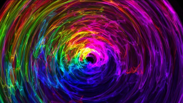 abstract background with multicolored glowing tunnel