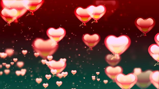 Abstract Background with nice flying hearts