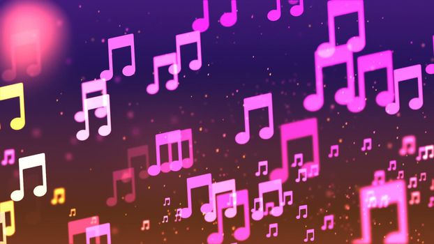 Abstract Background with nice flying musical notes