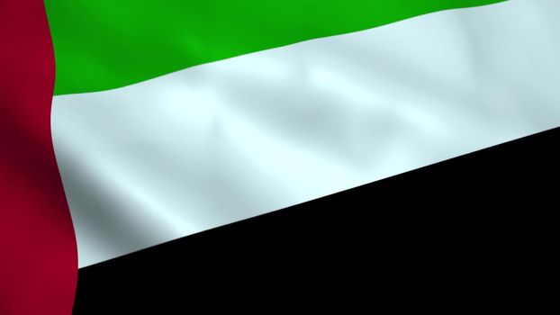 Realistic United Arab Emirates flag waving in the wind.