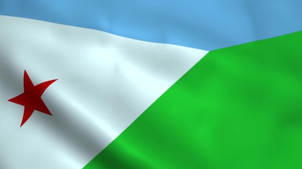 Realistic Djibouti flag waving in the wind.