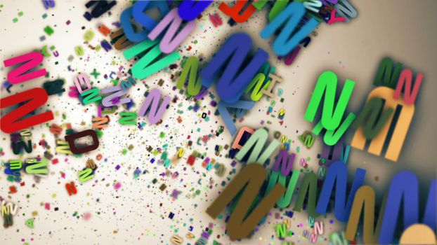 Abstract beatiful colorful flying letters