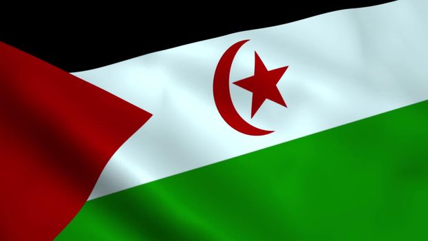 Realistic Western Sahara flag waving in the wind.