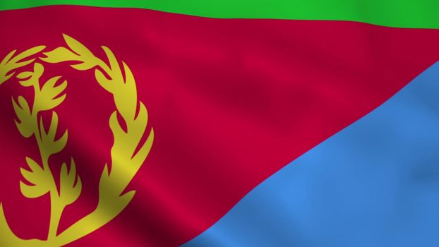 Realistic Eritrea flag waving in the wind.
