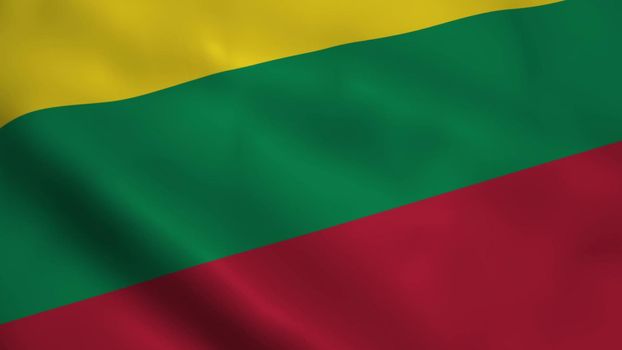 Realistic Lithuanian flag waving in the wind.