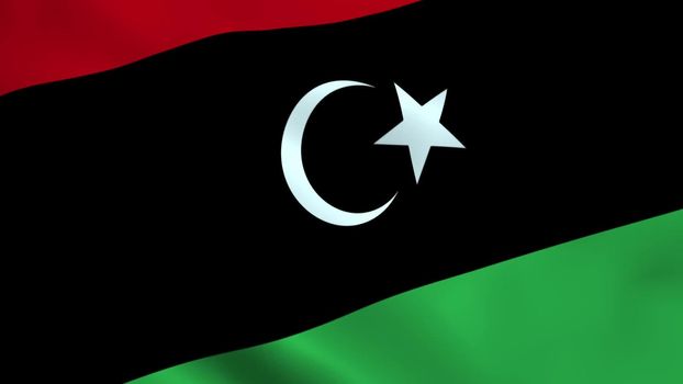 Realistic Libya flag waving in the wind.