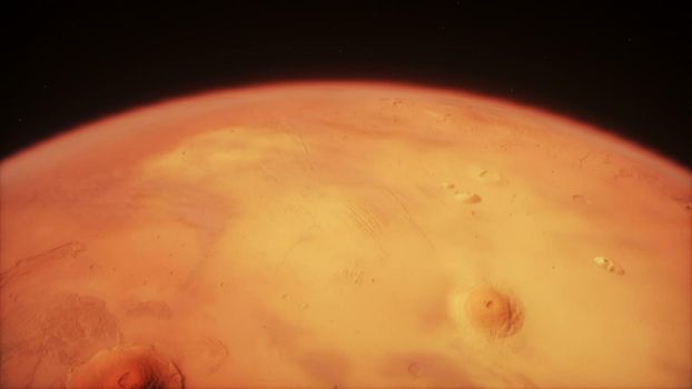 Planet Mars on stars background.