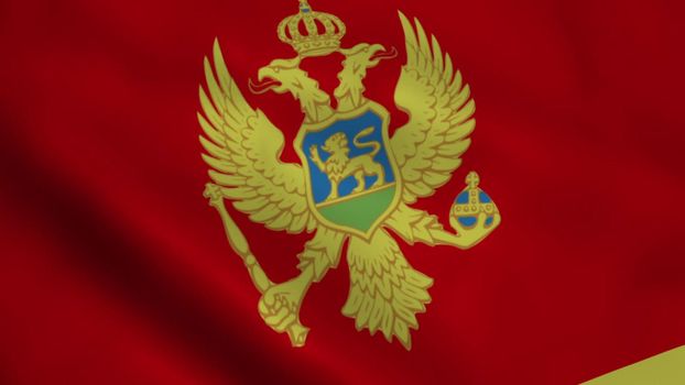 Realistic Montenegro flag waving in the wind.