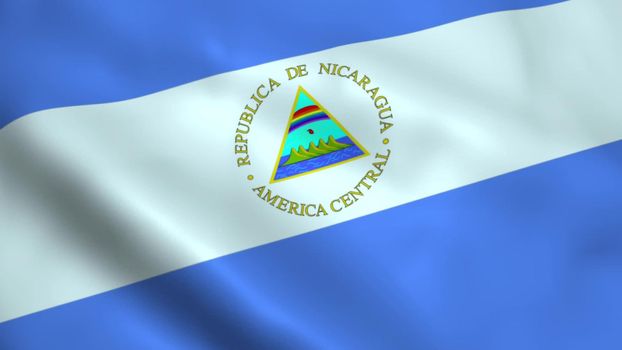 Realistic Nicaragua flag waving in the wind.