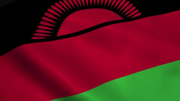 Realistic Malawi flag waving in the wind.