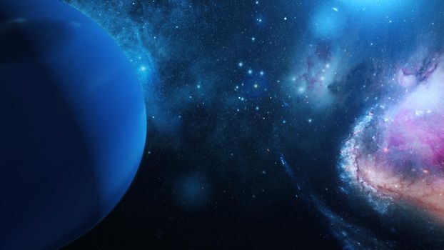 Realistic Planet Neptune from space. Abstract Background