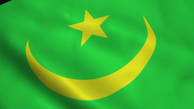 Realistic Mauritania flag waving in the wind.