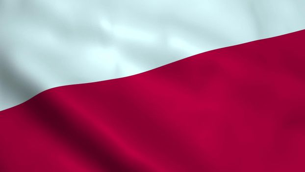 Realistic Polish flag waving in the wind.