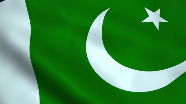Realistic Pakistan flag waving in the wind.