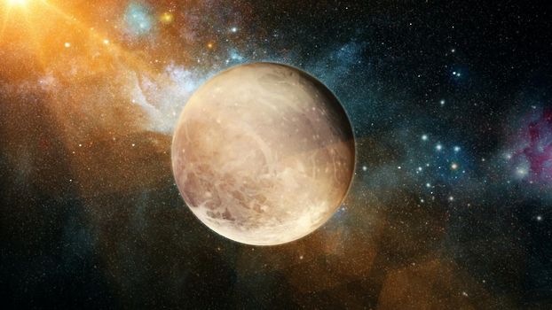 Realistic beautiful planet Pluto from deep space. Abstract Background