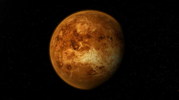 Realistic planet Venus from deep space.