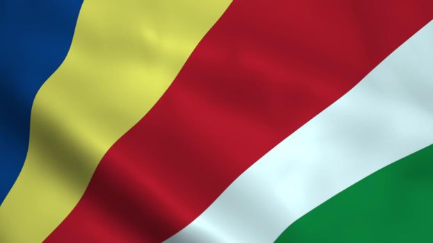 Realistic Seychelles flag waving in the wind.