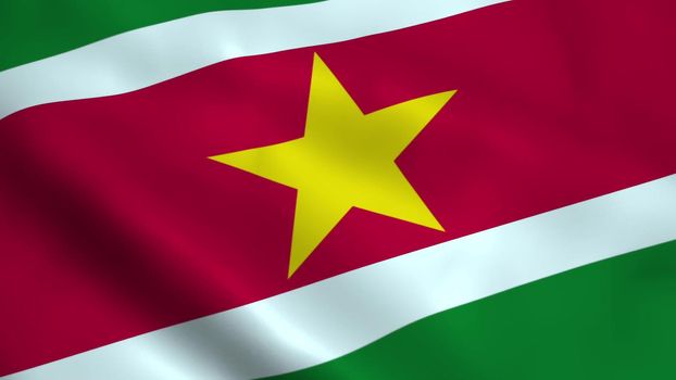 Realistic Suriname flag waving in the wind.