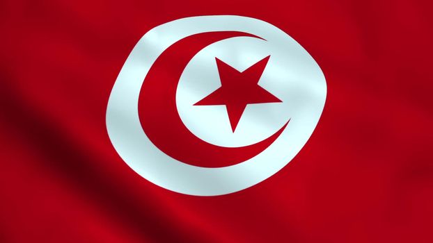 Realistic Tunisia flag waving in the wind.