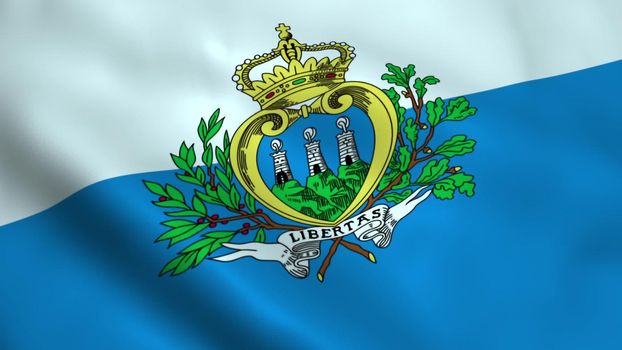 Realistic San Marino flag waving in the wind.