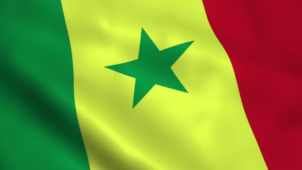 Realistic Senegal flag waving in the wind.