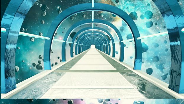 Sci-fi space corridor. Abstract Background