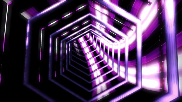 Abstract background with flight in sci-fi tunnel.