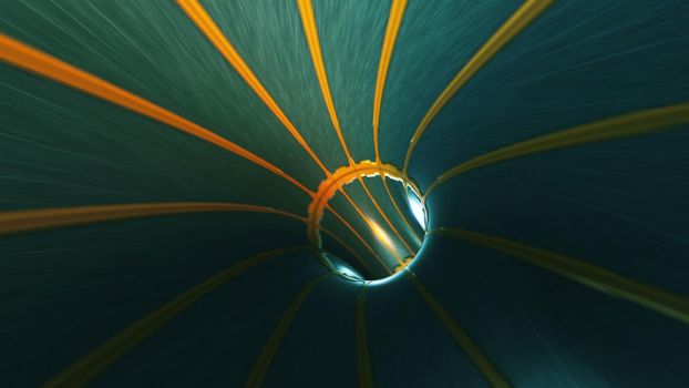 Abstract background with flight in sci-fi tunnel with fantastic lights.