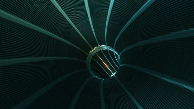 Abstract background with flight in sci-fi tunnel with fantastic lights.