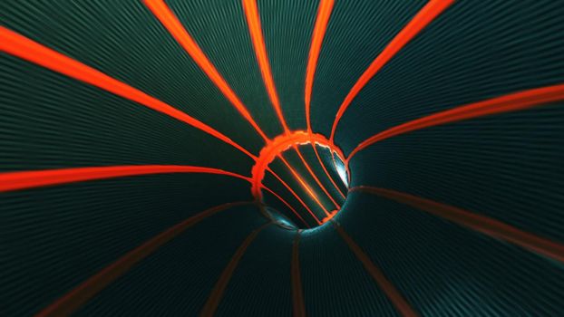 Abstract background with flight in sci-fi tunnel with fantastic lights.