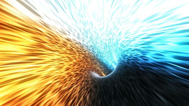 Abstract background with flight in sci-fi tunnel with fantastic lights.