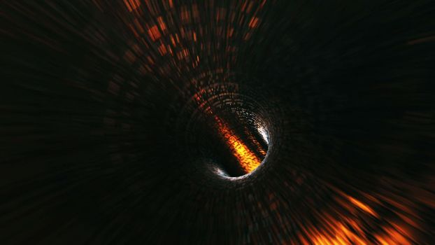 Abstract background with flight in sci-fi tunnel with fantastic lights.