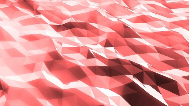 Abstract low poly green sea. Red