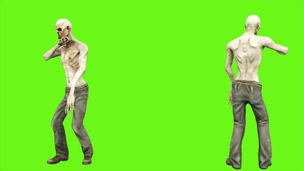 Zombie dance, seperated on green screen