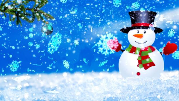 Abstract Background with nice snowflakes and xmas snowman