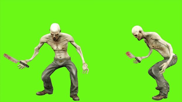 Zombie attacks - seperated on green screen