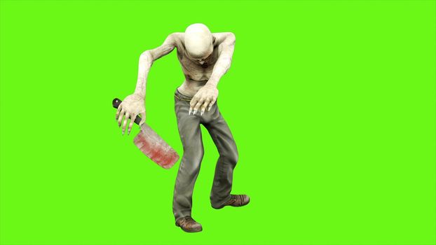 Walk a zombie, seperated on green screen.