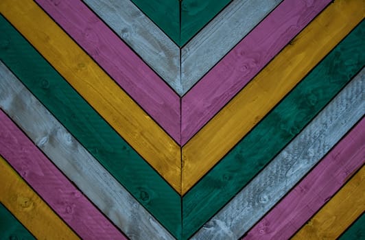 Colorful vintage old wooden plank wall texture background. Creative Wood Background. V Shaped, Symbol V, victory, Copy Space, Selective focus.