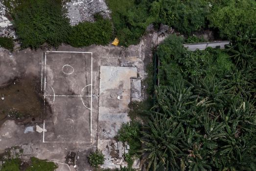 Top view, Sepak takraw Stadium On an Wasteland space.