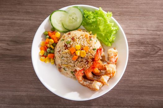 chinese fried rice with barbecue prawn
