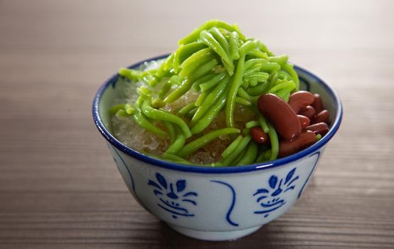 Malaysian desserts called Cendol .Cendol is made from crushed ice cubes and a variety of sweets and fruits.