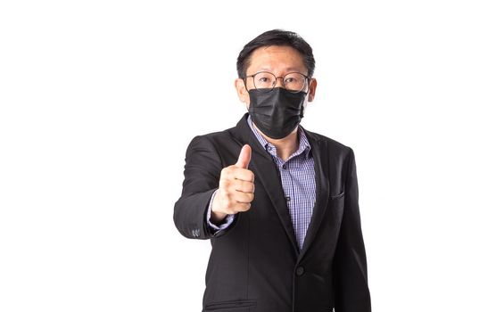 Stop Covid-19 , Asian man wearing Face Mask protect spread Covid-19 Coronavirus on white background